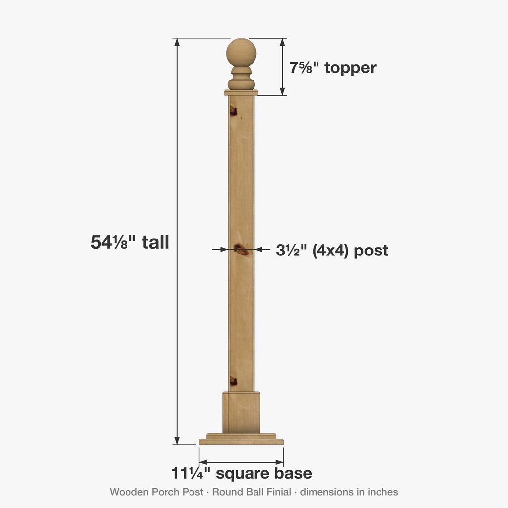 Dimensions - Round ball finial topper