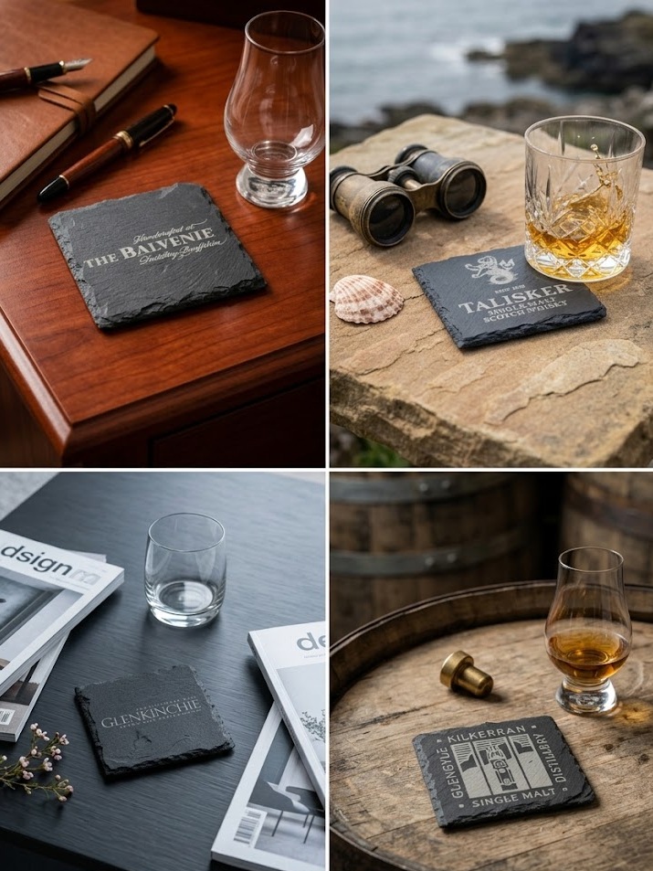 Scotch Lovers Slate Coasters – Assorted Set of 4 (Square)