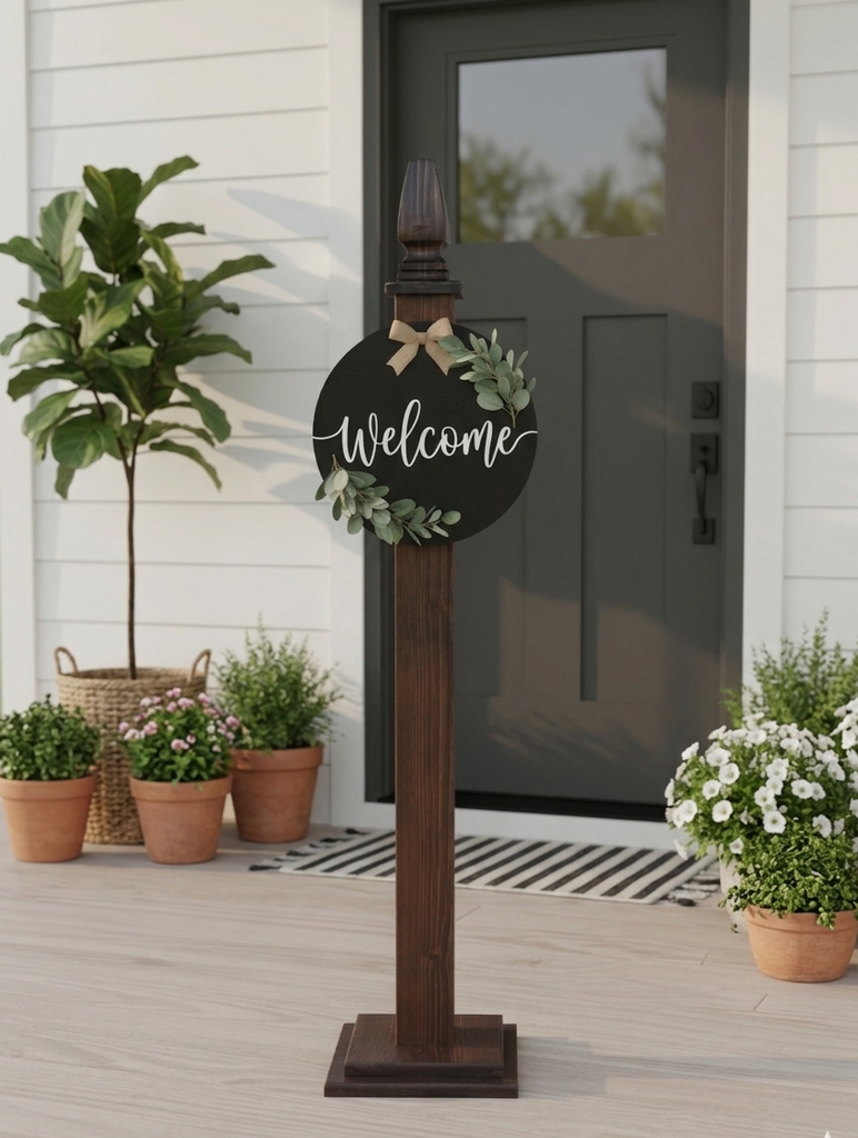Porch Post for Door Hangers, Wreaths, etc