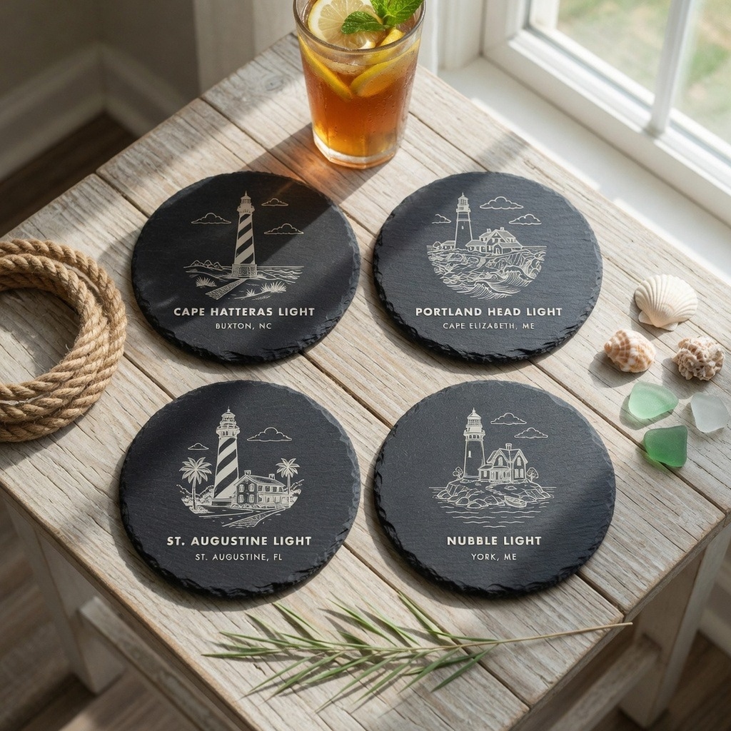 US Lighthouse Slate Coasters – Pick Any of 50