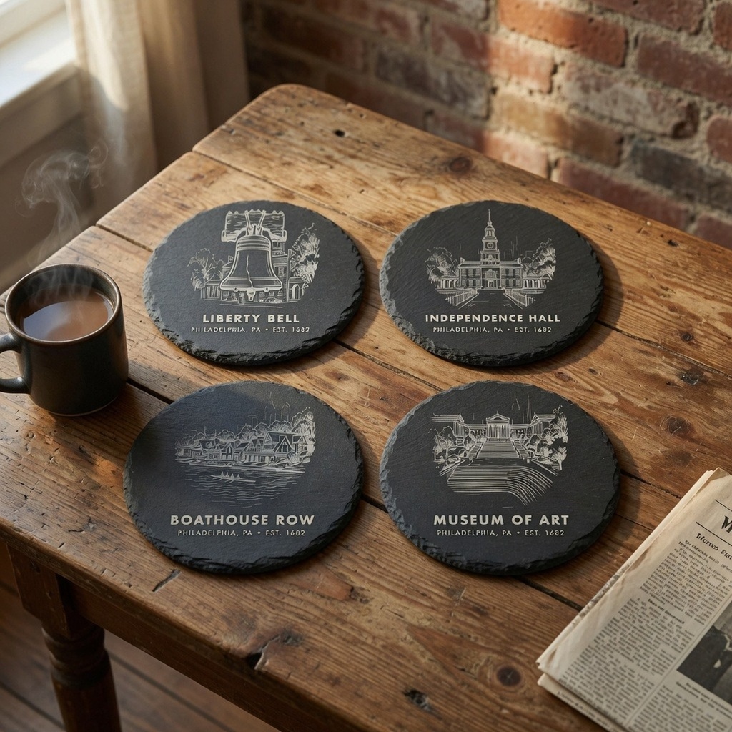 Philadelphia Landmark Slate Coaster Set of 4