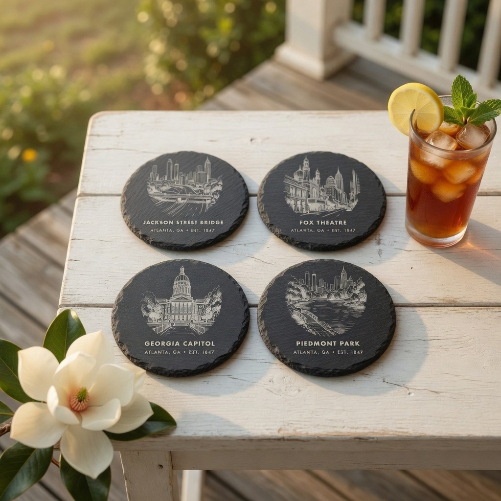 Atlanta Landmark Slate Coaster Set of 4