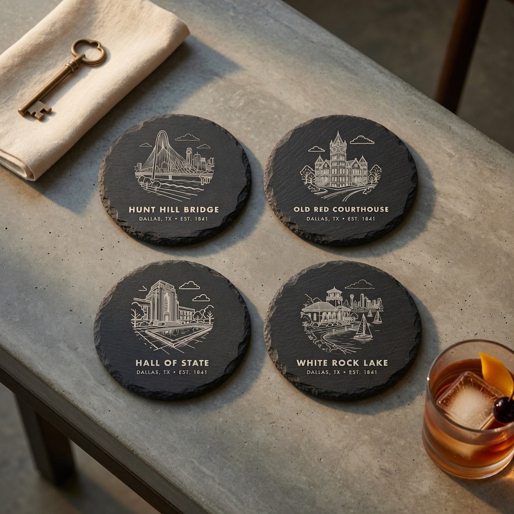Dallas Landmark Slate Coaster Set of 4