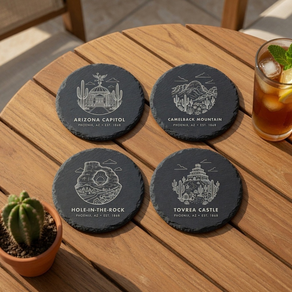 Phoenix Landmark Slate Coaster Set of 4