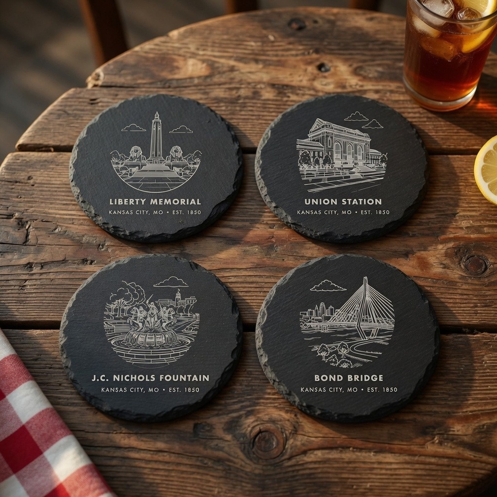 Kansas City Landmark Slate Coaster Set of 4