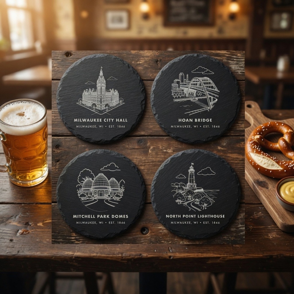 Milwaukee Landmark Slate Coaster Set of 4