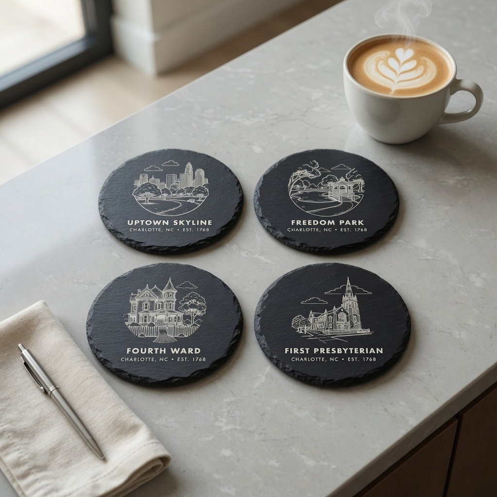 Charlotte Landmark Slate Coaster Set of 4