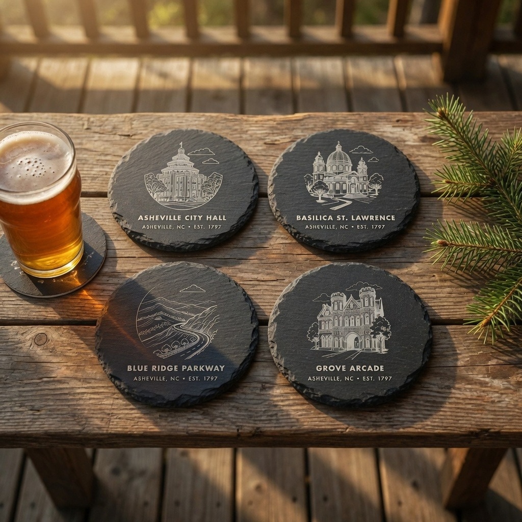 Asheville Landmark Slate Coaster Set of 4