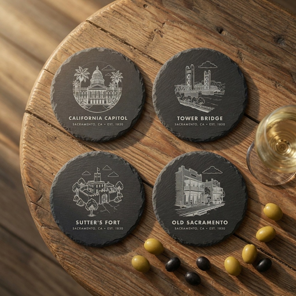 Sacramento Landmark Slate Coaster Set of 4