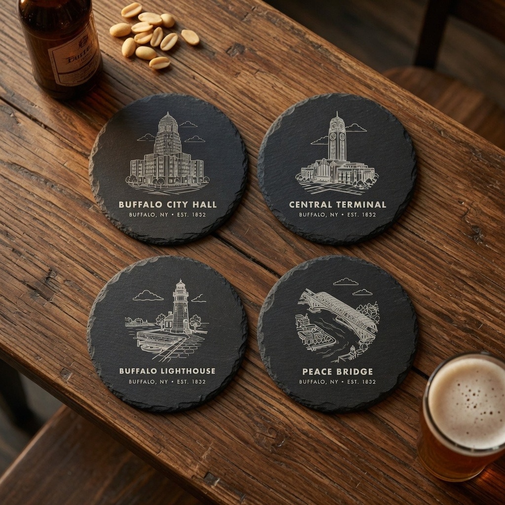 Buffalo Landmark Slate Coaster Set of 4