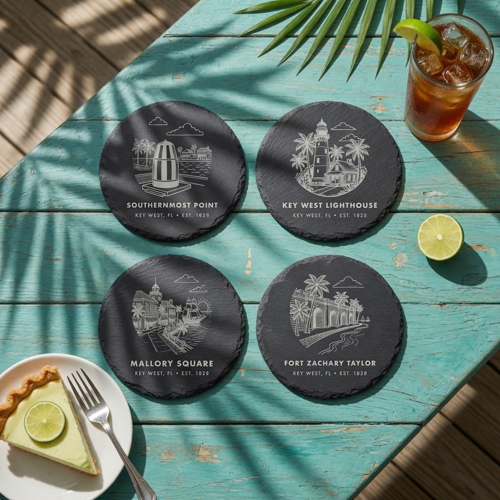 Key West Landmark Slate Coaster Set of 4