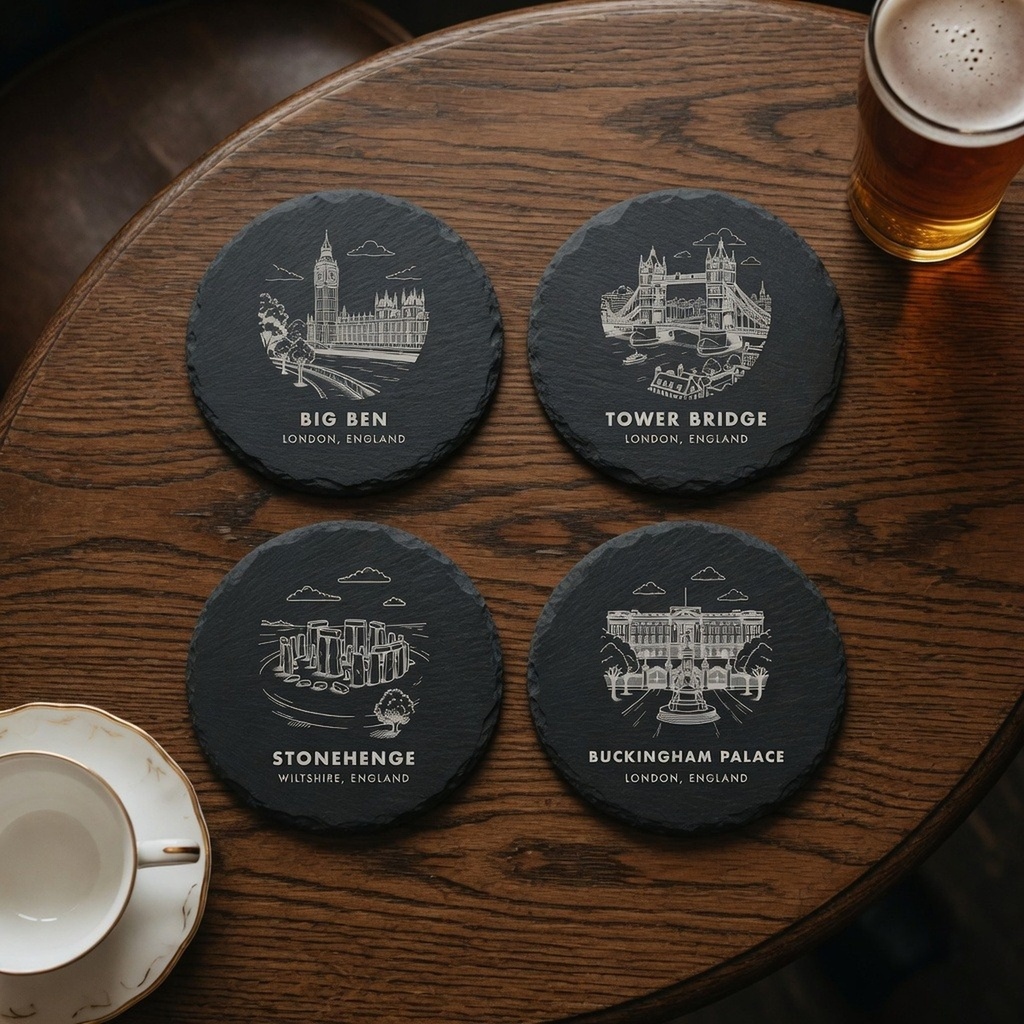 England Landmark Slate Coaster Set of 4