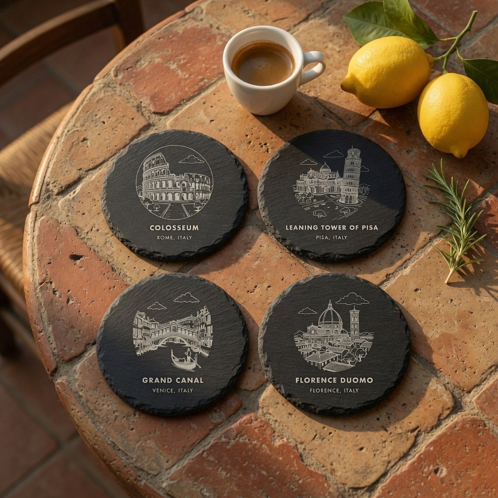 Italy Landmark Slate Coaster Set of 4