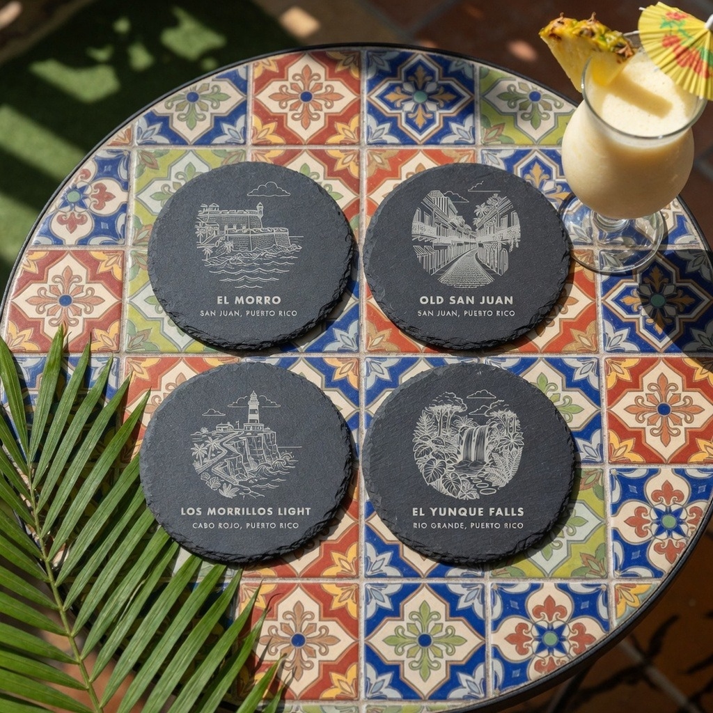 Puerto Rico Landmark Slate Coaster Set of 4
