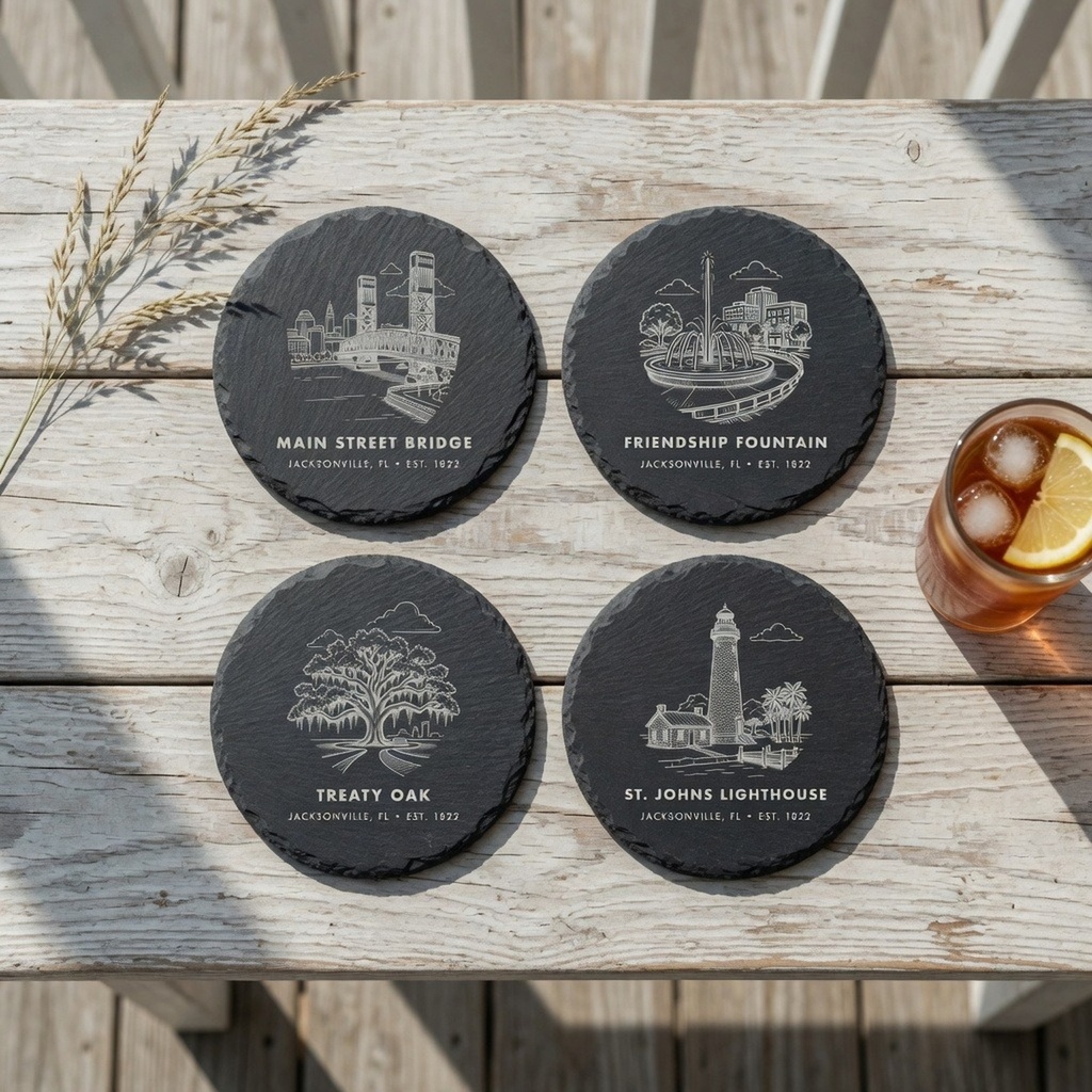 Jacksonville Landmark Slate Coaster Set of 4