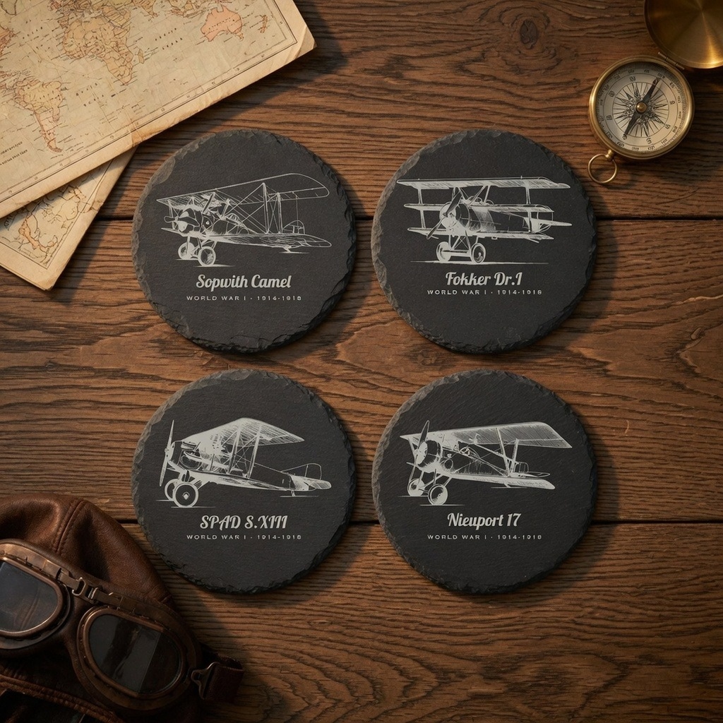 WWI Airplane Coasters – Vintage Biplanes